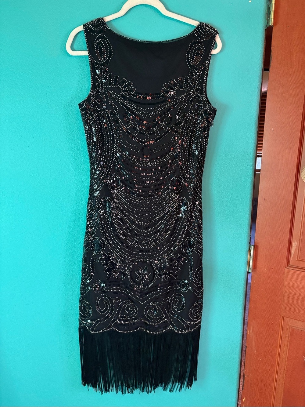 Sequins and fringe flapper 1920s dress NWOT